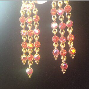orange bling 3 strand earrings